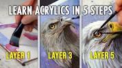 How to <b>Paint</b> with Acrylics Simple 5 Layer Method - YouTubeの画像