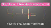 move 1 match to make equation <b>4-4=1</b> correct | Best matchstick puzzleの画像